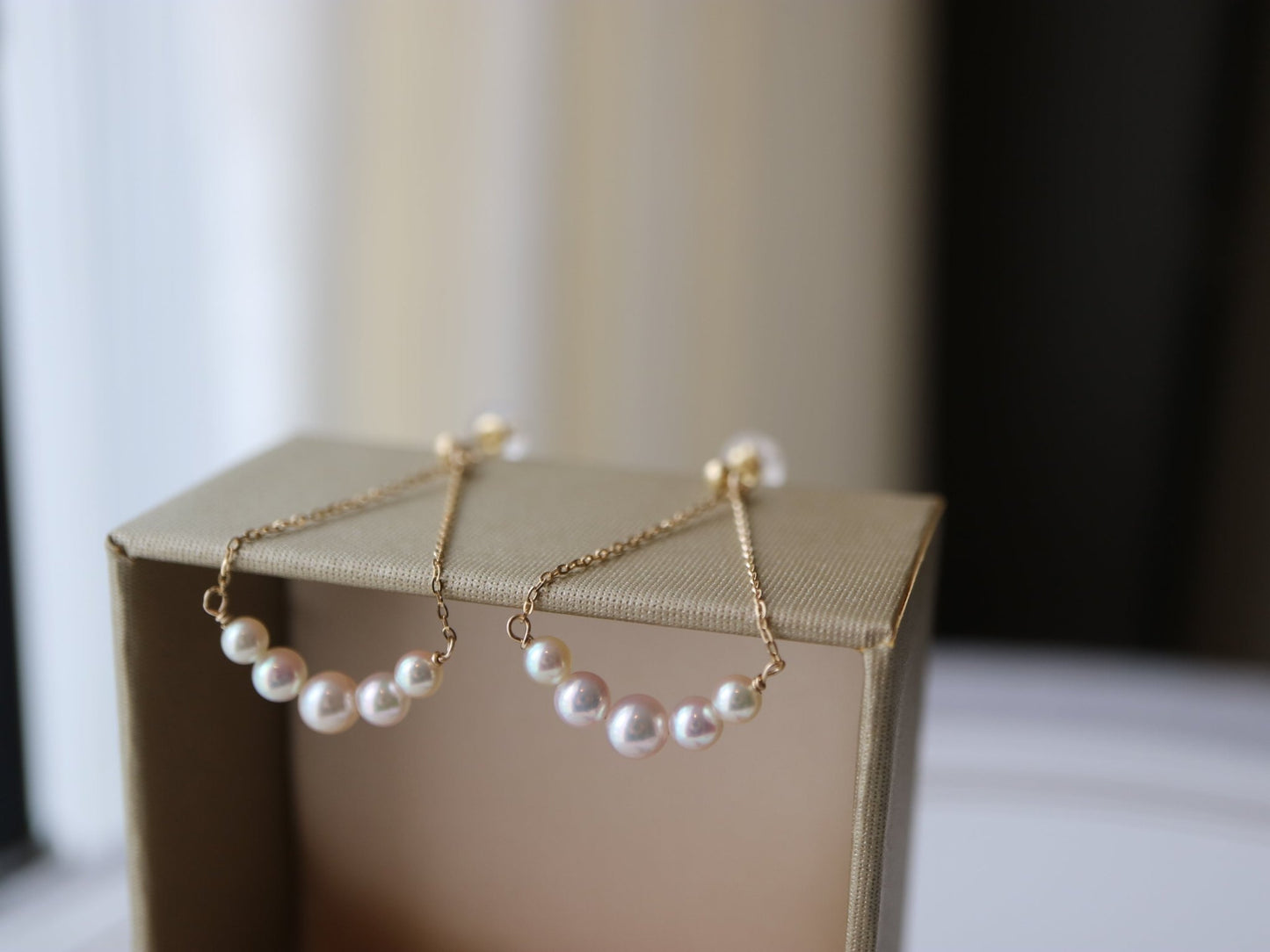 Clip Earrings Available丨2.5 - 4.5mm Akoya Pearl Smile Dangle Earrings 18K Yellow Gold - KOKOPEARLJEWELRY - 6