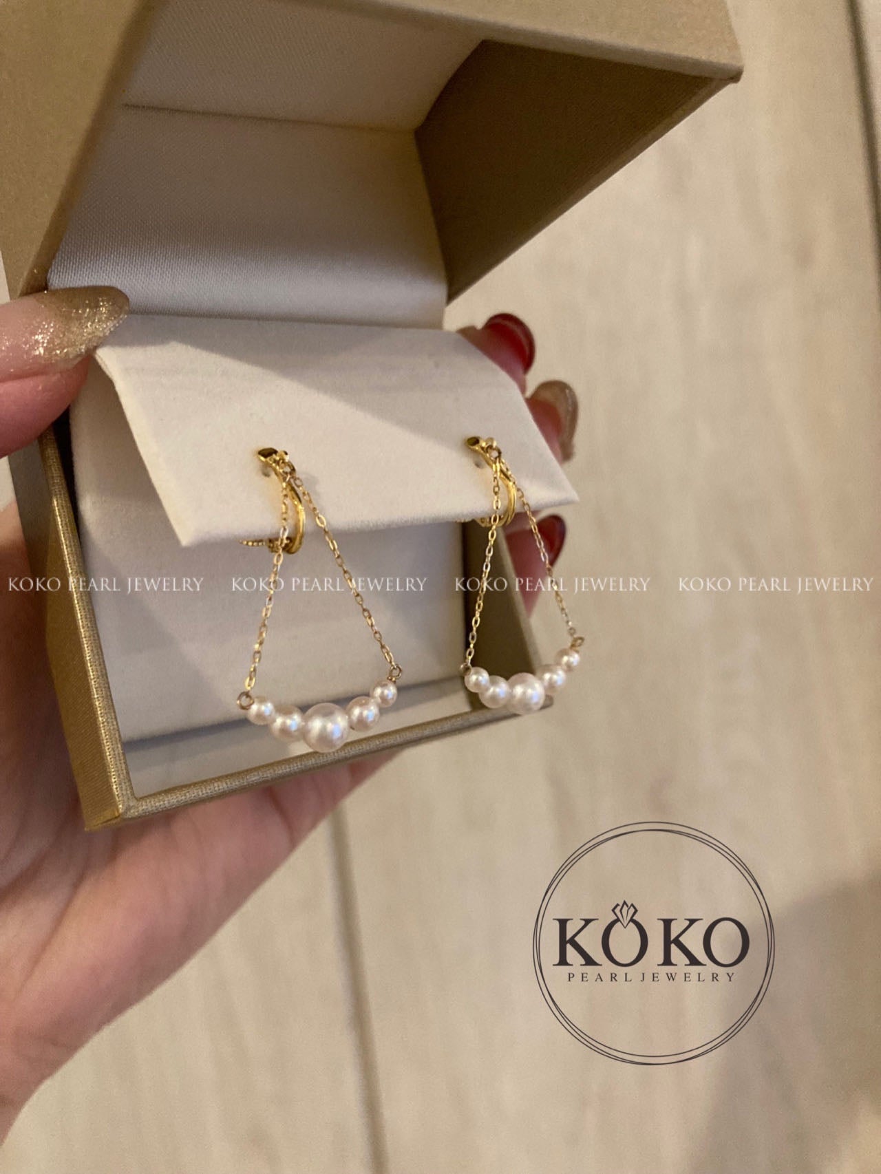 Clip Earrings Available丨2.5 - 4.5mm Akoya Pearl Smile Dangle Earrings 18K Yellow Gold - KOKOPEARLJEWELRY - 8