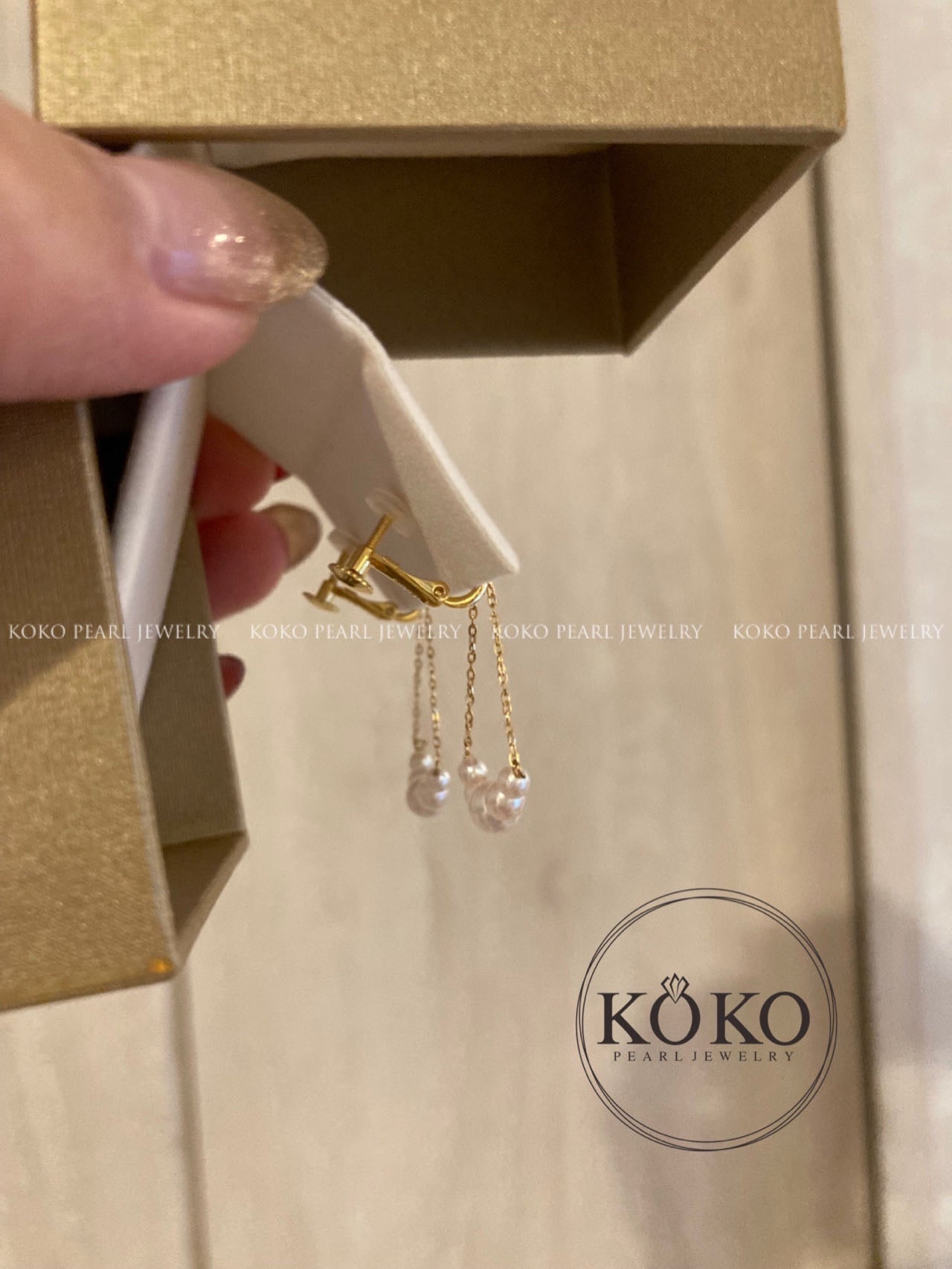 Clip Earrings Available丨2.5 - 4.5mm Akoya Pearl Smile Dangle Earrings 18K Yellow Gold - KOKOPEARLJEWELRY - 9