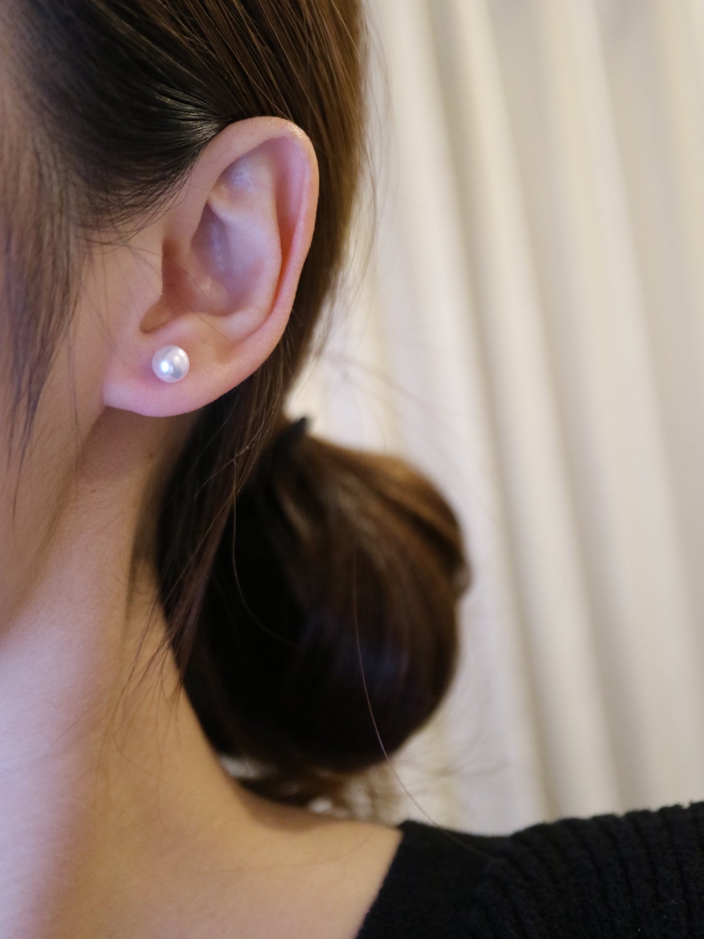 2Way 着用 5+8mm アコヤ真珠 ストリング イヤリング 18K ゴールド