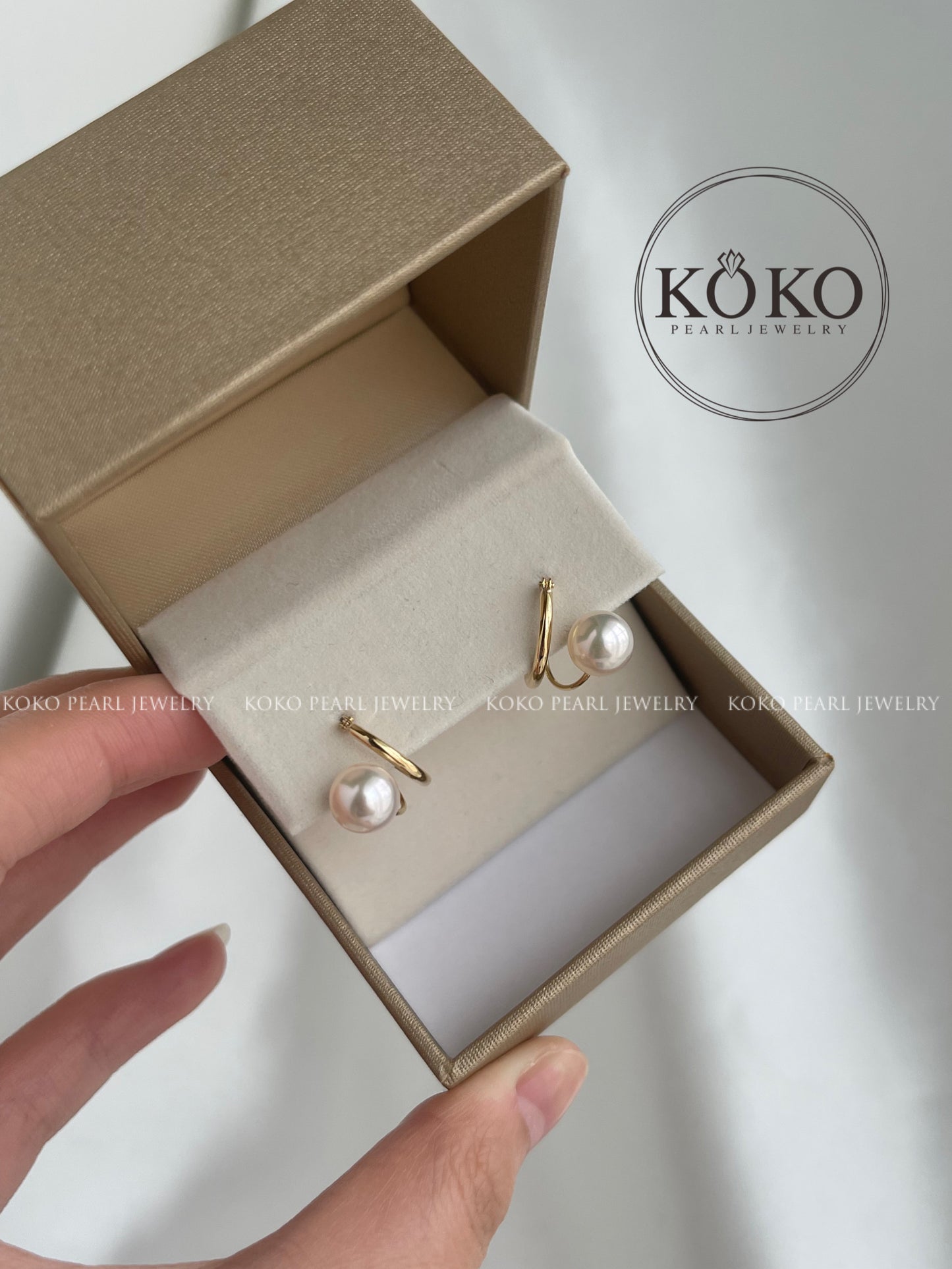 7mm Akoya Pearl Drop Hoop Earrings 18 Yellow Gold