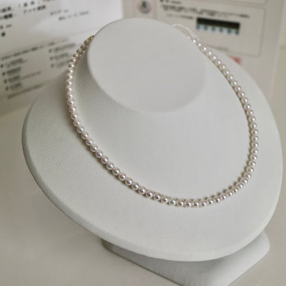 PSL 인증 Aurora Akoya 퀸 4.5mm 아코야 진주 비즈 목걸이 18KYG
