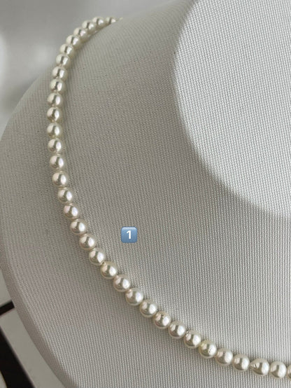 Limited Stock | Mirror Like Luster 4.5mm Semi Round Akoya Pearl Strand Necklace