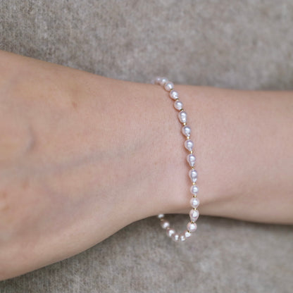 Rare 3.5mm Japanese Akoya Drop Pearl Bracelet K18YG