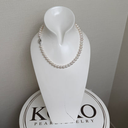 White Tone 7.5mm Akoya Pearl Beaded Necklace