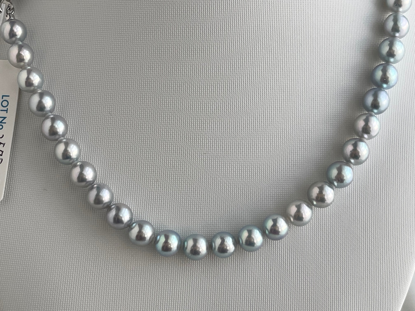 Certified Natural Silver Blue 8mm Akoya Pearl Strand Necklace