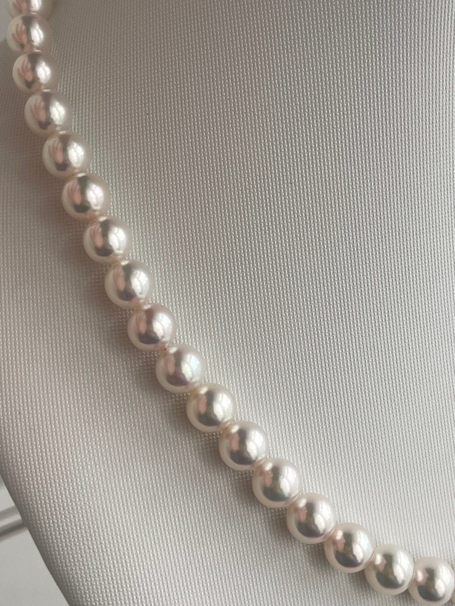 Top Class 7.5mm Akoya Pearl Strand Necklace with Aurora Rose Certificate by PSL - KOKOPEARLJEWELRY - 8