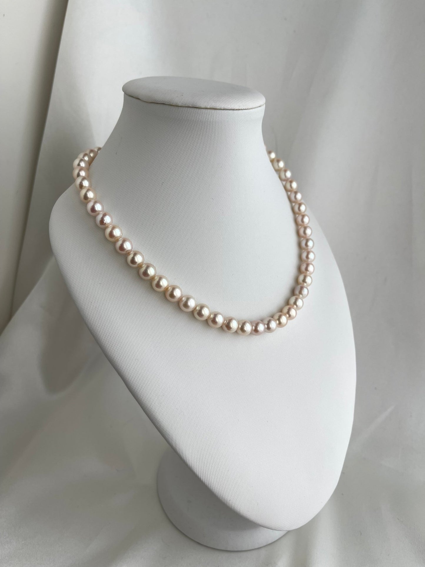Only One in Stock | Rare Peach - Pink Tone 7.5mm Akoya Pearl Strand Necklace - KOKOPEARLJEWELRY - 2