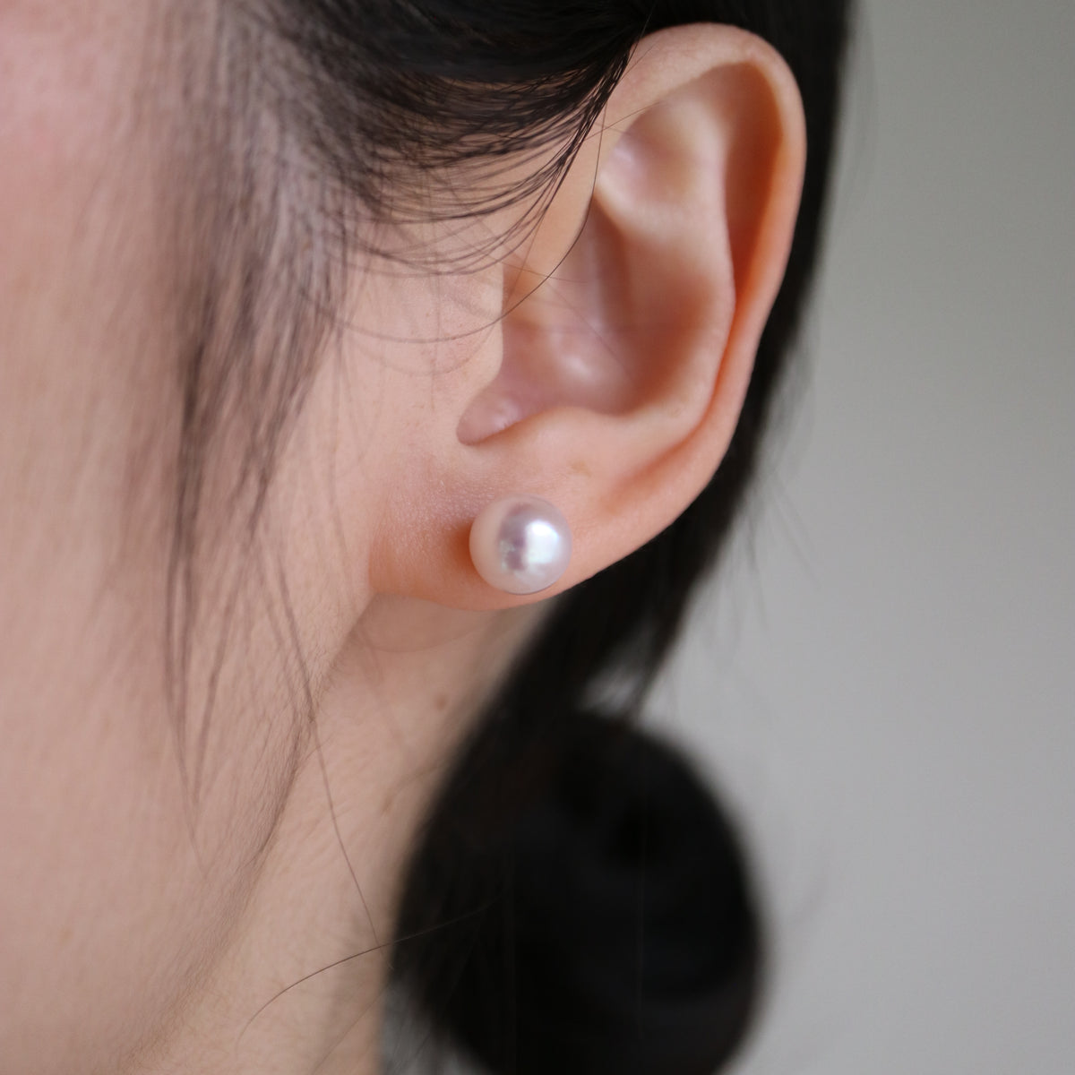 Pierced/Clip-On Type | Sakura Pink 8.5mm Akoya Pearl Stud Earrings K18YG SV