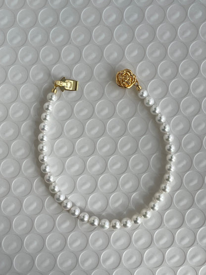 4.5mm Akoya Pearl Beaded Bracelet Rose Shaped Clasp - KOKOPEARLJEWELRY - 8