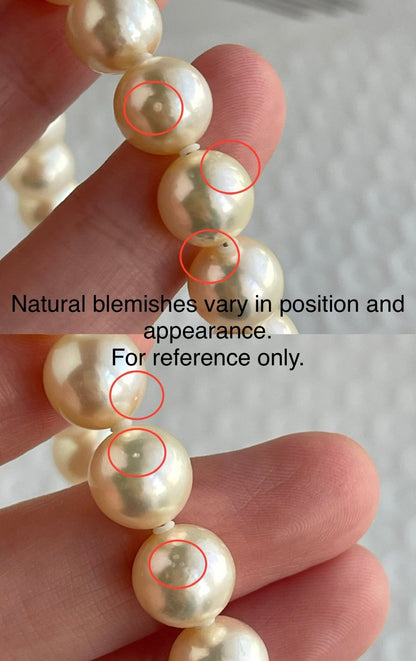 Rare Size 9mm Cream Golden Akoya Pearl Strand Necklace - KOKOPEARLJEWELRY - 12