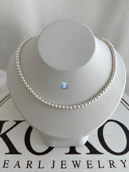 Limited Stock | Mirror Like Luster 4.5mm Semi Round Akoya Pearl Strand Necklace