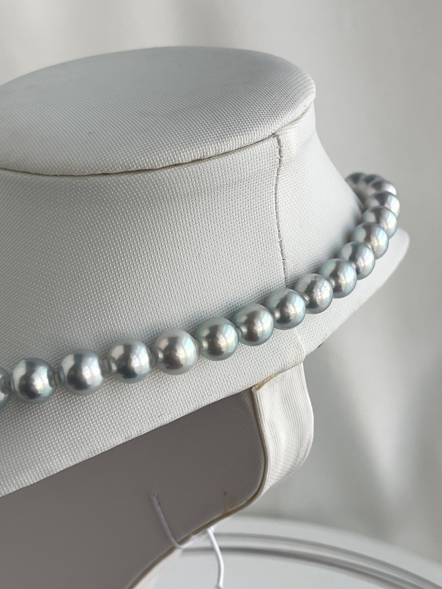 Certified Natural Silver Blue 8mm Akoya Pearl Strand Necklace