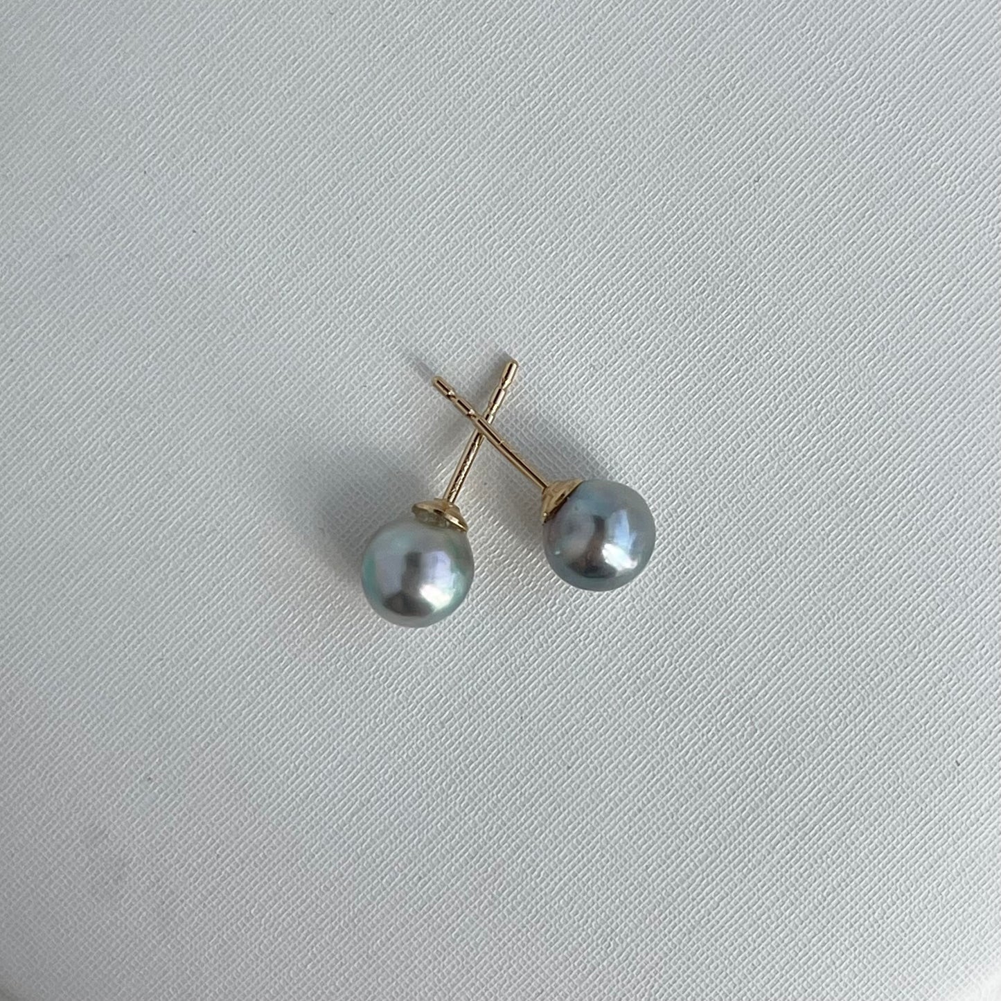 K14GF Baroque Shaped Natural Silver Blue Akoya Pearl Stud Earrings
