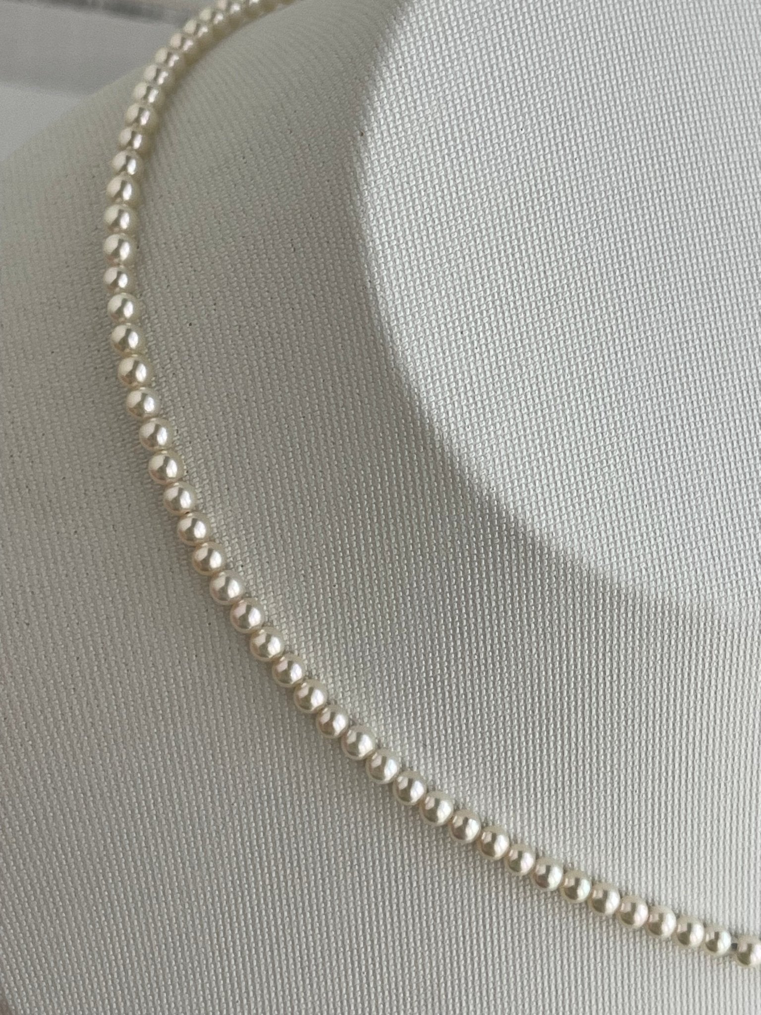 Top Class Rare Size 3mm Akoya Pearl Strand Necklace with Aurora Rose Certificate by PSL - KOKOPEARLJEWELRY - 4