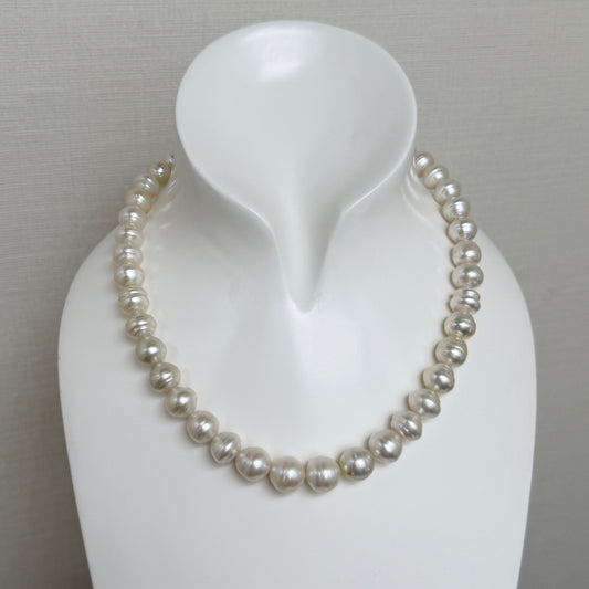 10.0-11.9mm Circle Baroque White South Sea Pearl Beaded Necklace