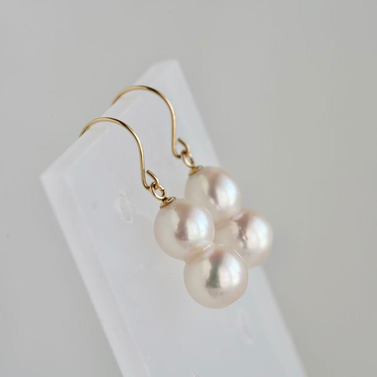 Natura Akoya Twin Pearl French Hook Earrings K18YG - KOKO PEARL JEWELRY - 5