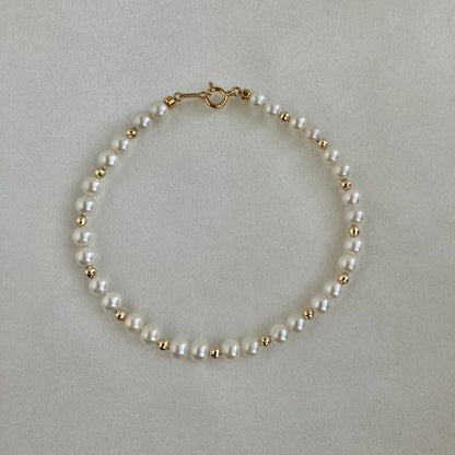 4mm Akoya Pearl 18K Yellow Gold Beads Bracelet