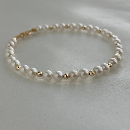 4mm Akoya Pearl 18K Yellow Gold Beads Bracelet