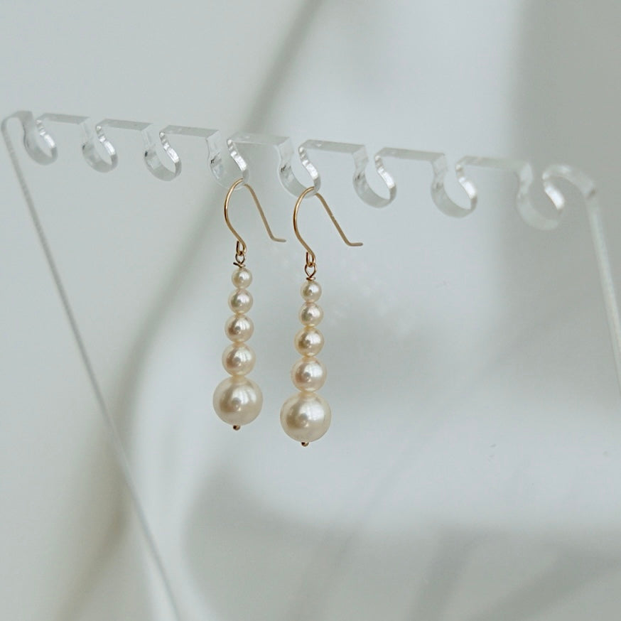 Champagne Golden Gradient Sized Akoya Pearl Hook Earrings