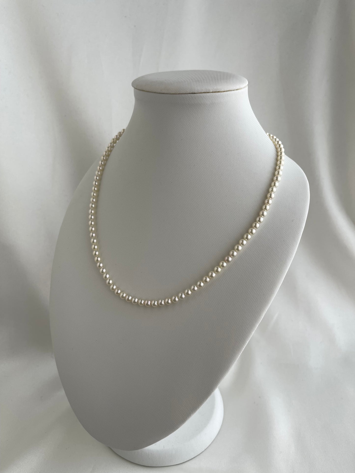 Rare 4mm 4.5mm Light Champagne Golden Akoya Pearl Strand Necklace K18YG