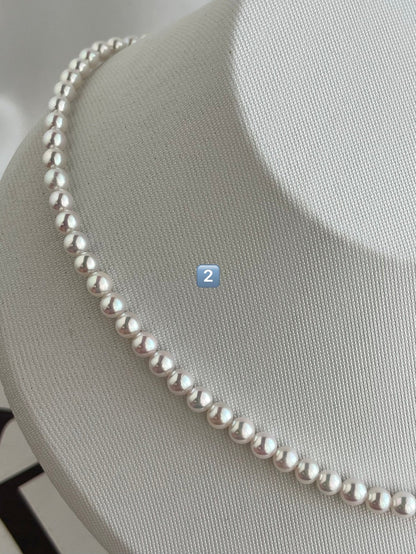 Limited Stock | Mirror Like Luster 4.5mm Semi Round Akoya Pearl Strand Necklace
