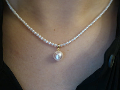 Rare 2.5–3mm Akoya Pearl Strand Necklace with Detachable 8mm Pendant