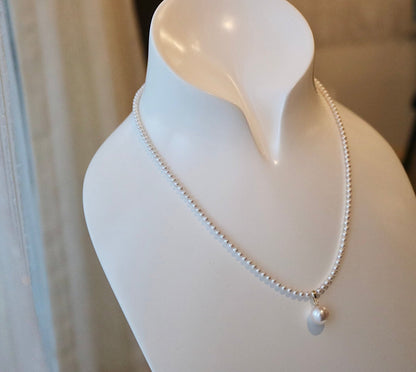 Rare 2.5–3mm Akoya Pearl Strand Necklace with Detachable 8mm Pendant