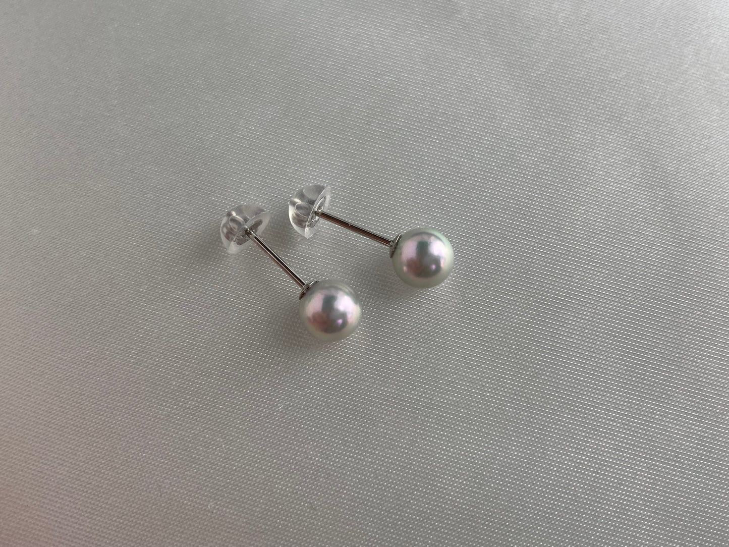 5mm 5.5mm 天然シルバー ブルー アコヤ ペア スタッド ピアス プラチナ pt900