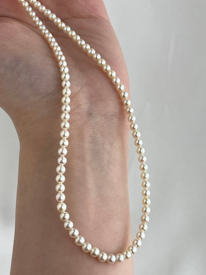 Rare Sized 3.5mm Cream Golden Tone Akoya Pearl Strand Necklace - KOKOPEARLJEWELRY - 9