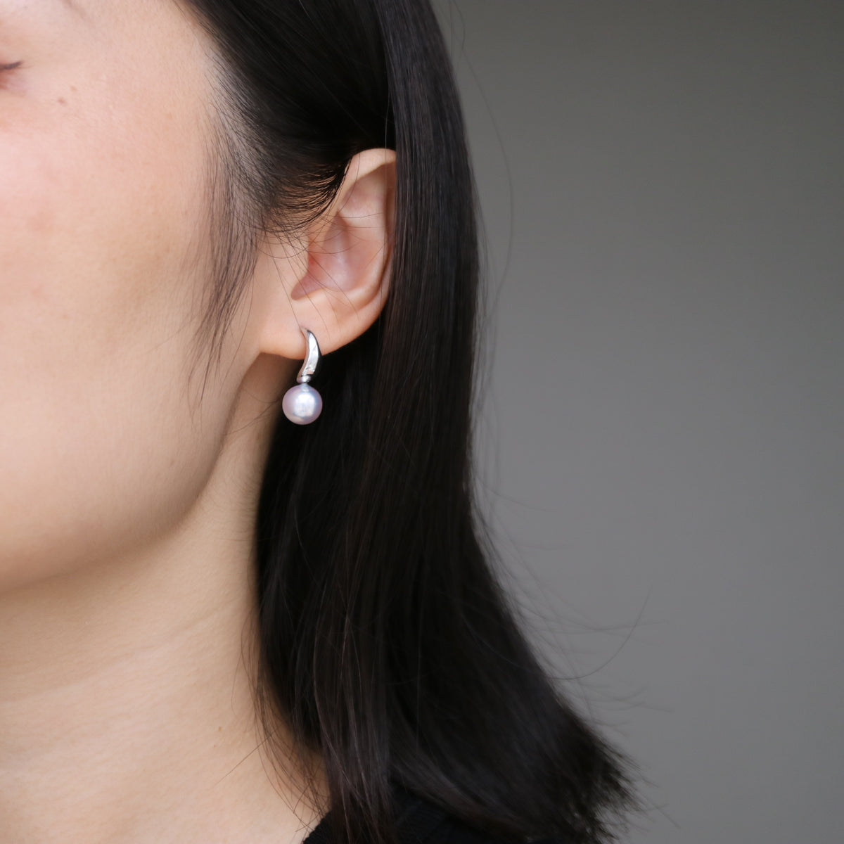 Rare Large 9mm Natural Silver Blue Akoya Pearl Drop Earrings K10 K18 White Gold