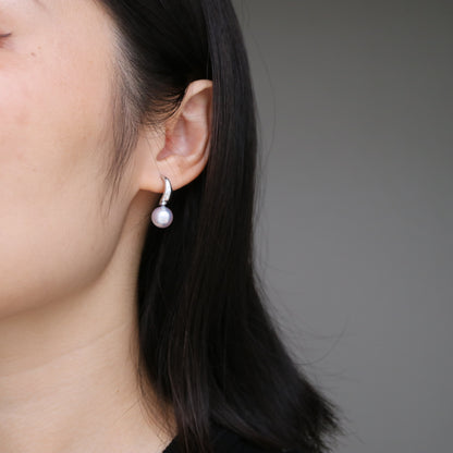 Rare Large 9mm Natural Silver Blue Akoya Pearl Drop Earrings K10 K18 White Gold