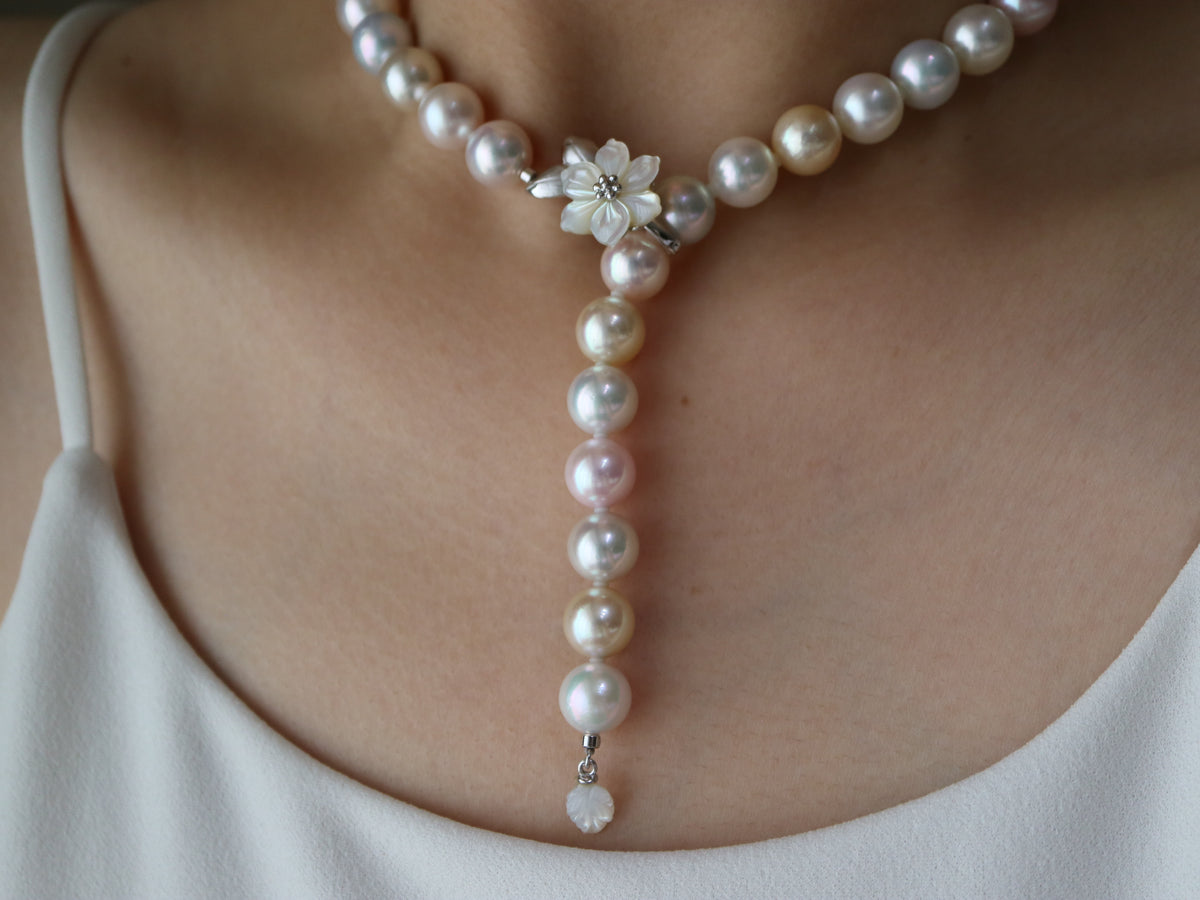 Ultra Rare 9.5 - 10mm レインボーカラー アコヤ真珠の連ネックレス - KOKO PEARL JEWELRY - 4