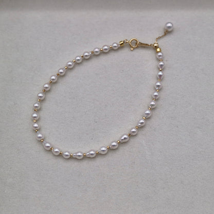 Rare 3.5mm Japanese Akoya Drop Pearl Bracelet K18YG