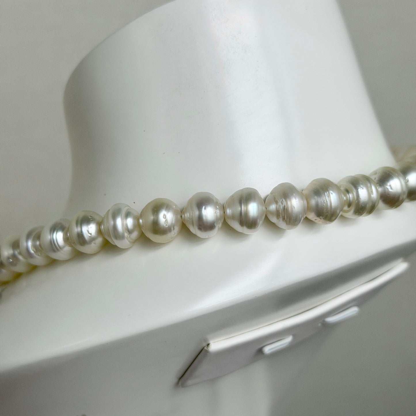 10.0-11.9mm Circle Baroque White South Sea Pearl Beaded Necklace
