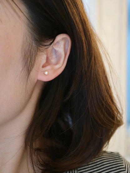 2Ways Wearing Double Color Akoya Pearl Drop Earrings 18K Yellow Gold
