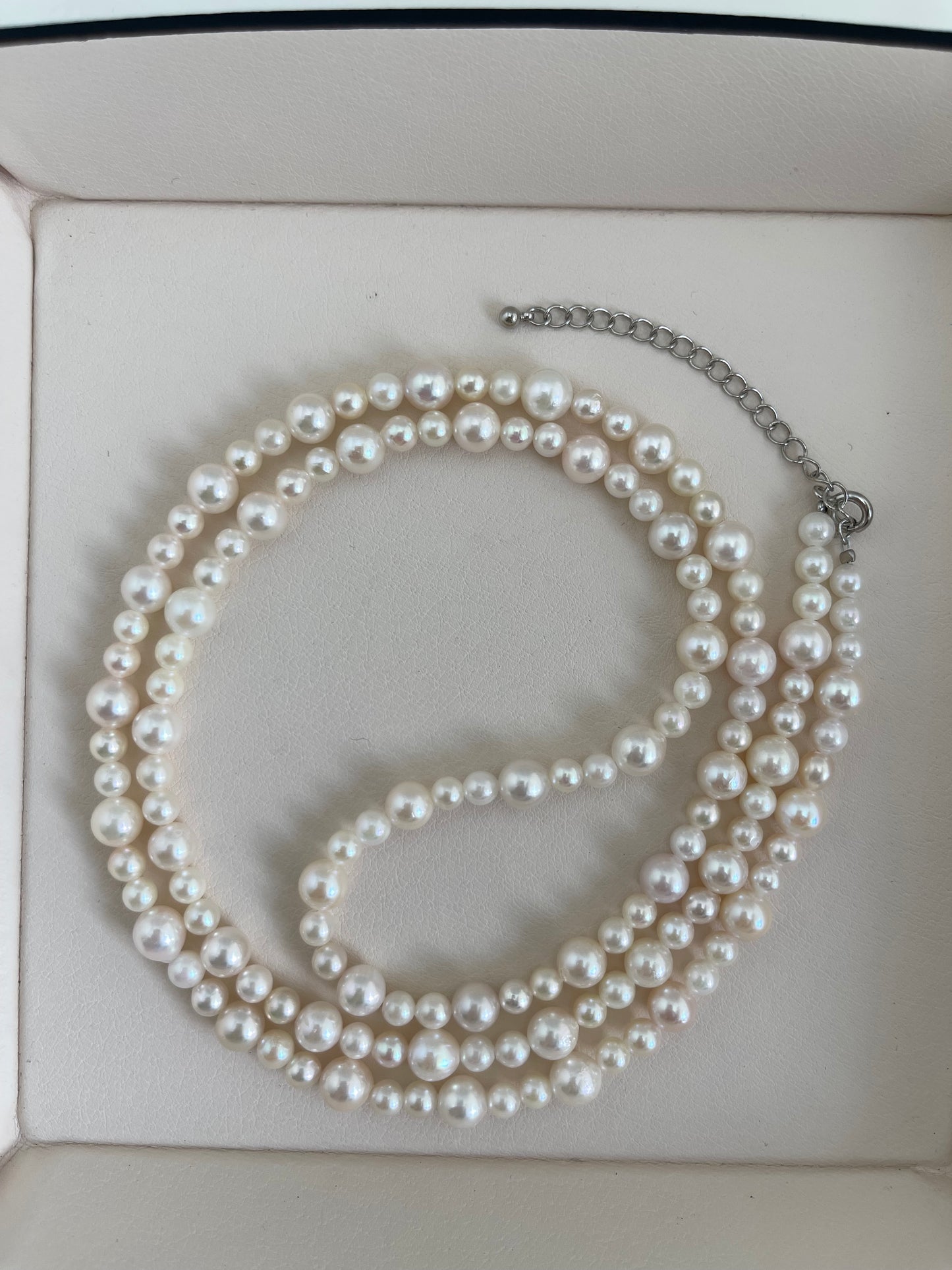 80cm Gradient Size 4.5+6.5mm White Akoya Pearl Beads Necklace