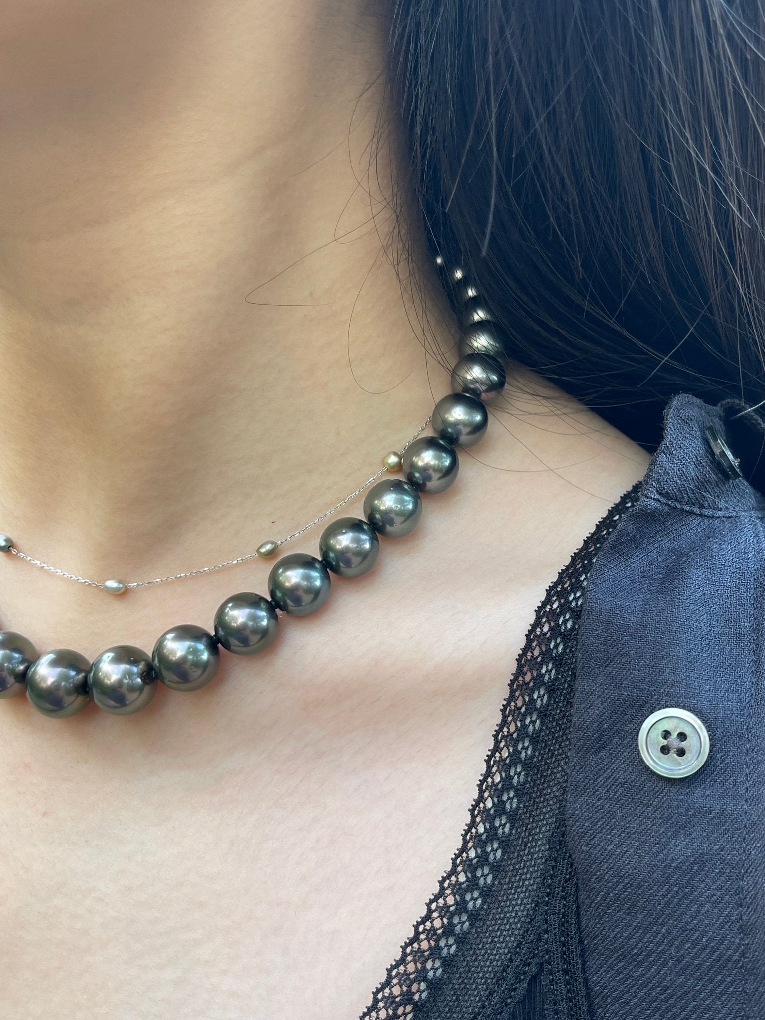 Top Class 11 - 13.3mm Tahitian Pearl Strand Necklace with Aurora Peacock Certificate by PSL - KOKOPEARLJEWELRY - 6