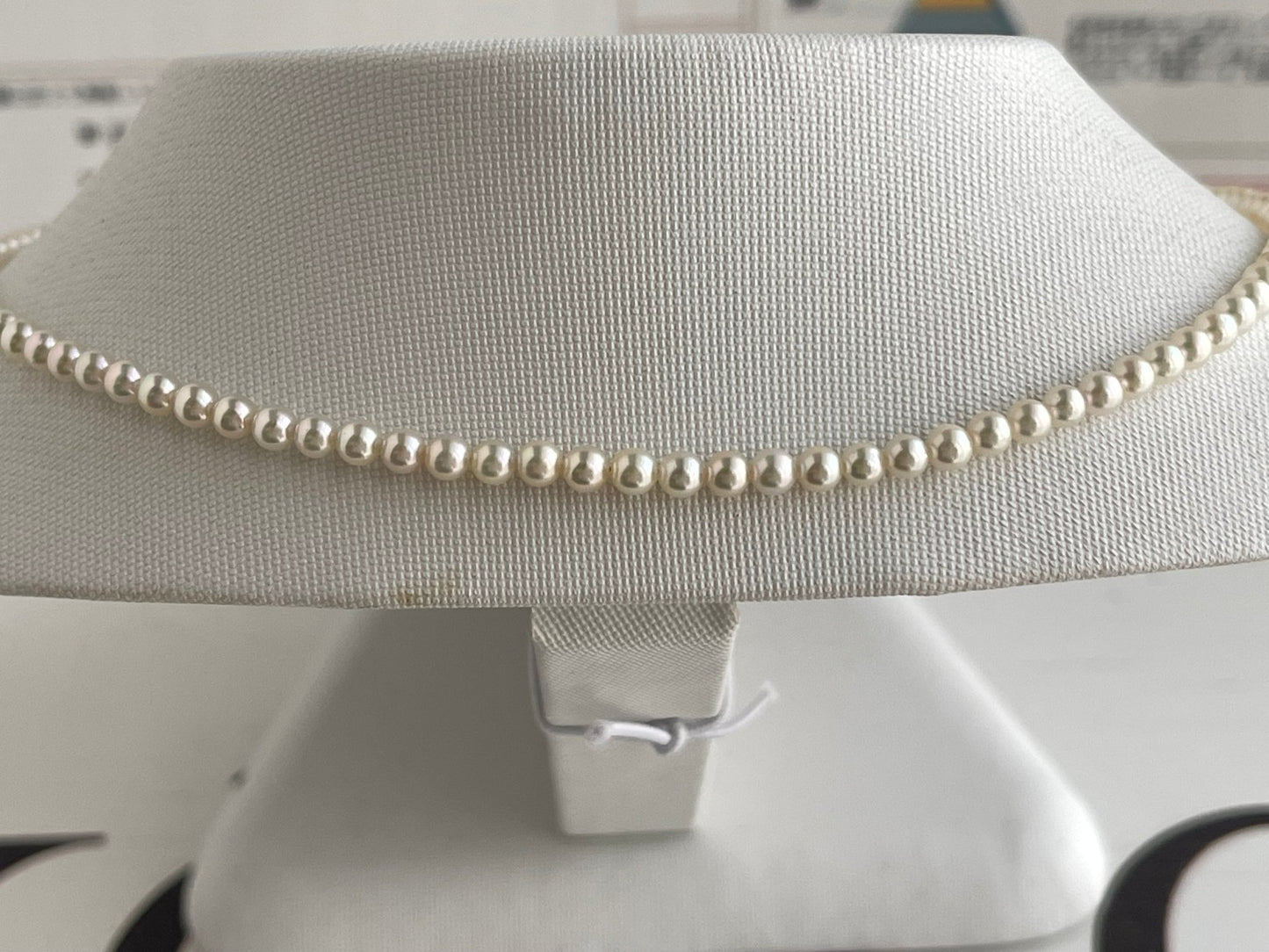 Top Class Rare Size 3mm Akoya Pearl Strand Necklace with Aurora Rose Certificate by PSL - KOKOPEARLJEWELRY - 6