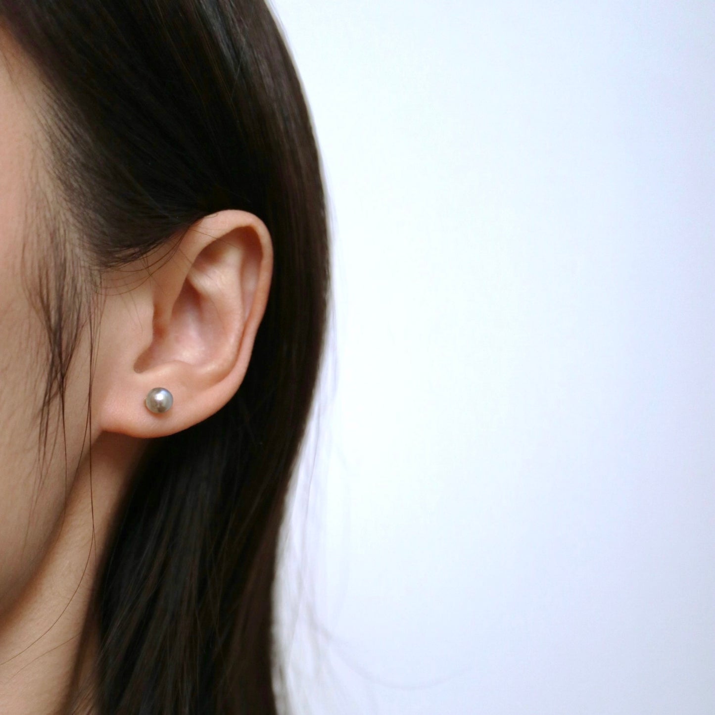 K14GF Baroque Shaped Natural Silver Blue Akoya Pearl Stud Earrings