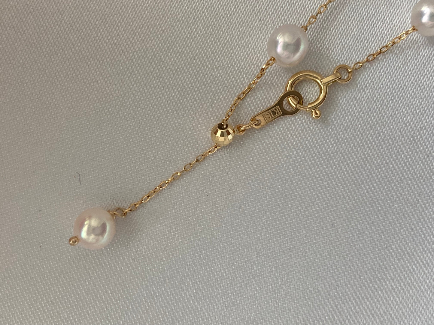 4.5mm アコヤ真珠ステーションブレスレット 18K イエローゴールド