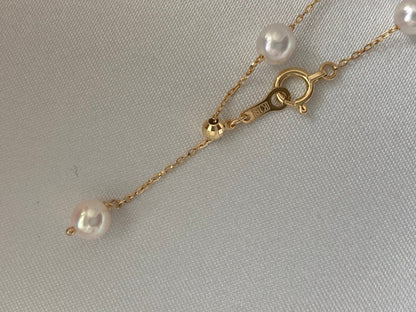 4.5mm Akoya Pearl Station Bracelet 18K Yellow Gold
