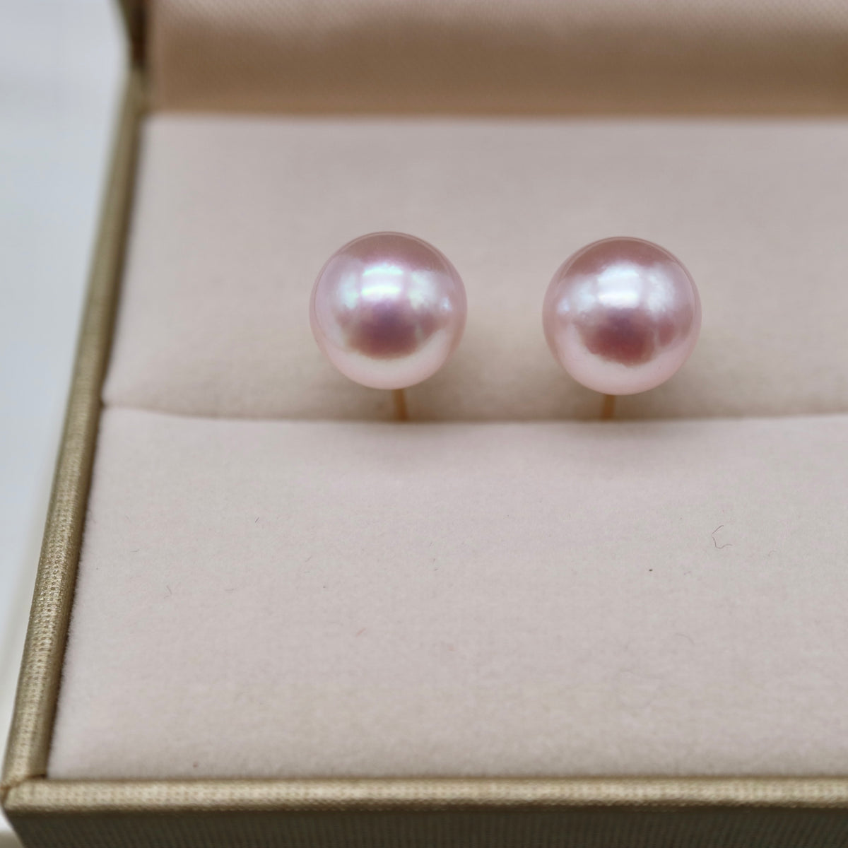 Pierced/Clip-On Type | Rare 9.0mm Sakura Pink Akoya Pearl Stud Earrings K18YG