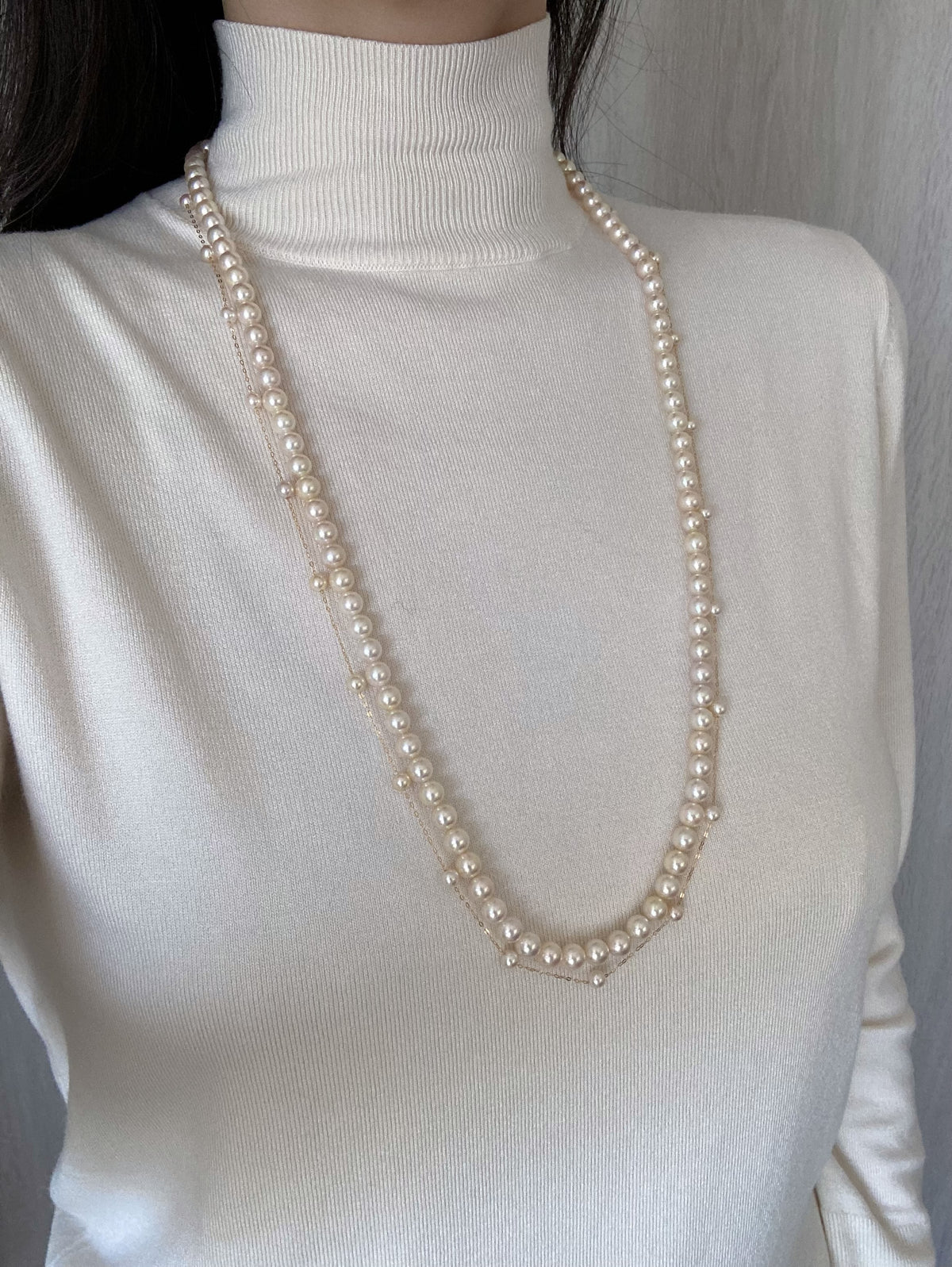 エクストラロング80cm クリームゴールドのアコヤパール連ネックレス - KOKOPEARLJEWELRY - 3