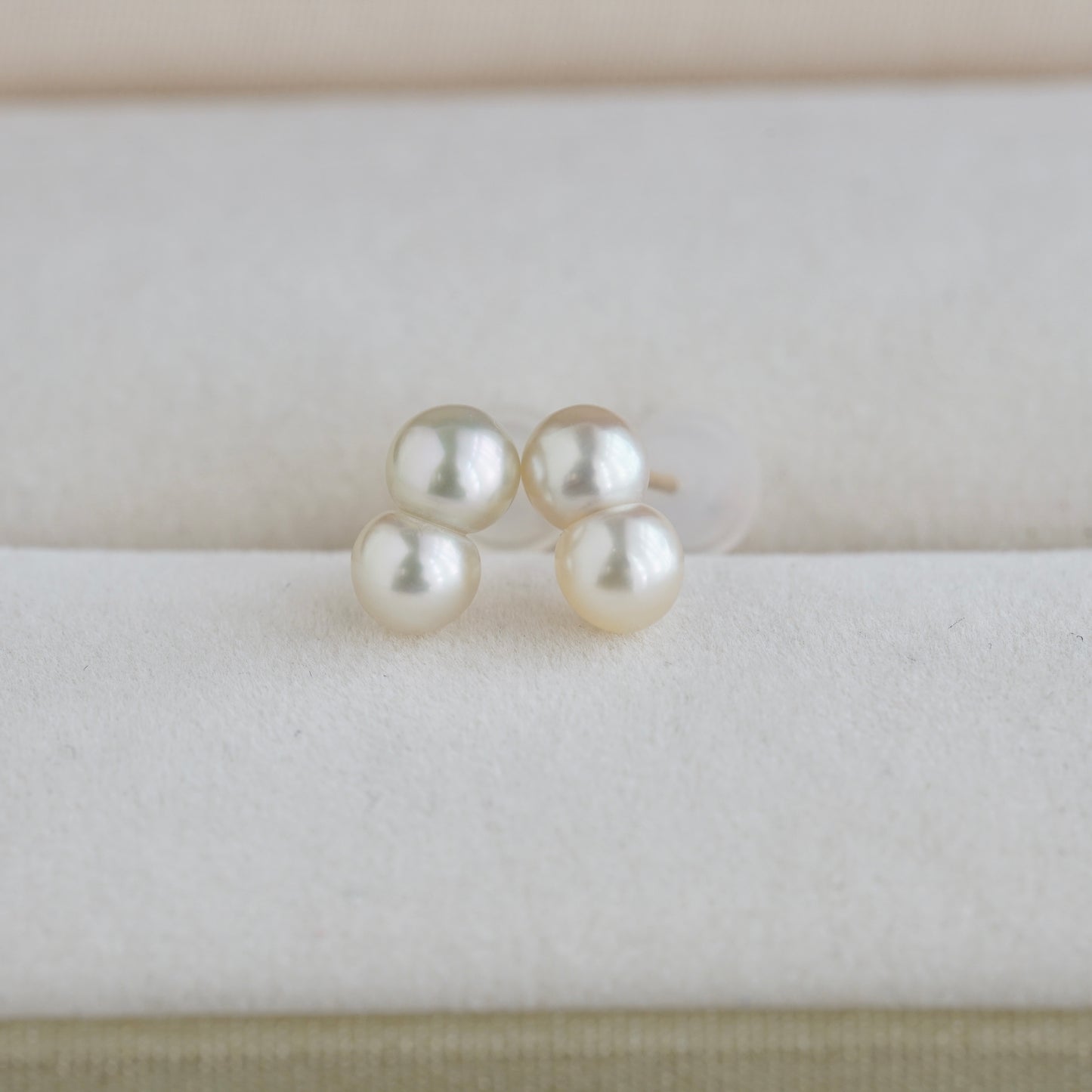 Rare Small Akoya Twin Pearl Stud Earrings K18YG