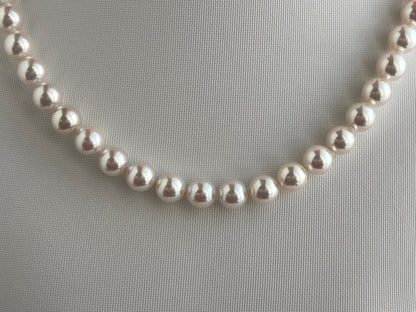 Mirror Like Luster Pinkish White 8mm Akoya Pearl Strand Necklace - KOKOPEARLJEWELRY - 9