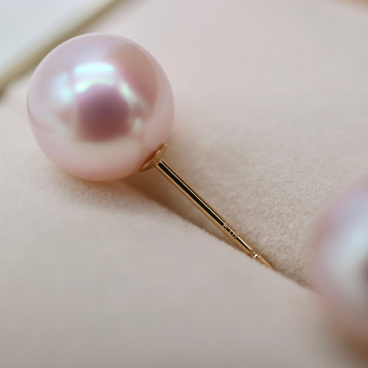 Pierced/Clip-On Type | Rare 9.0mm Sakura Pink Akoya Pearl Stud Earrings K18YG