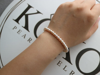 4.5mm Akoya Pearl Beaded Bracelet Rose Shaped Clasp - KOKOPEARLJEWELRY - 2