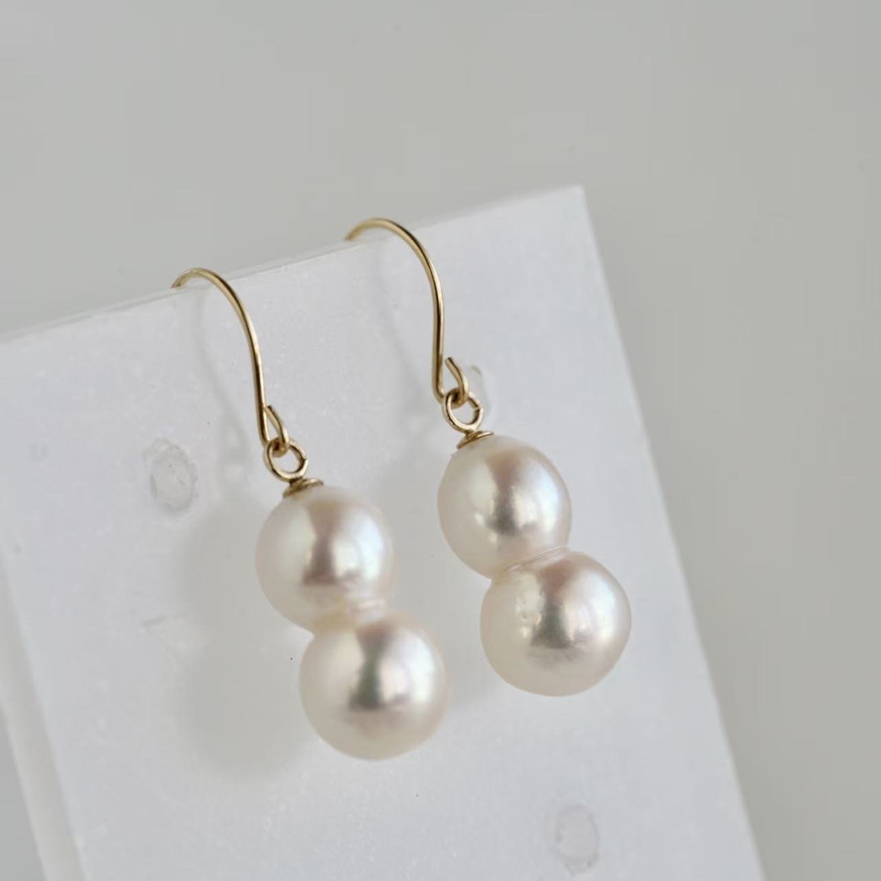 Natura Akoya Twin Pearl French Hook Earrings K18YG - KOKO PEARL JEWELRY - 4