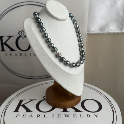 10.0-11.5mm Natural Circle Baroque Tahitian Pearl Beaded Necklace